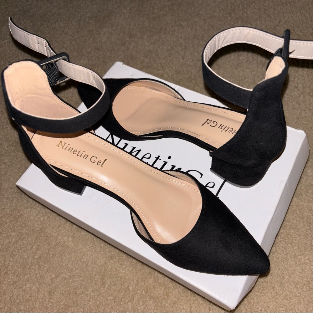 Women's Black Suede Chunky Heels